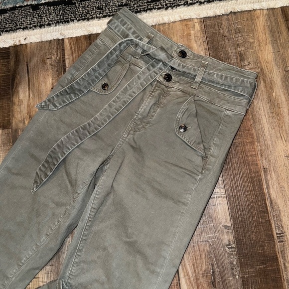 Veronica Beard Giselle Flare Extra High Rise Green Stretch Belted Pants Size 24 - Picture 6 of 12